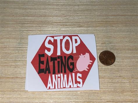 Stop Eating Animals Stop Sign Sticker With Cute Pig Two Etsy