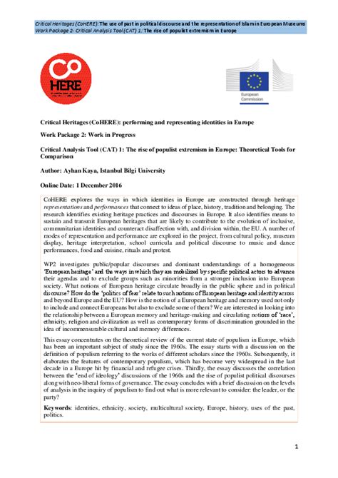 pdf a theoretical analysis of populist movements in europe ayhan kaya