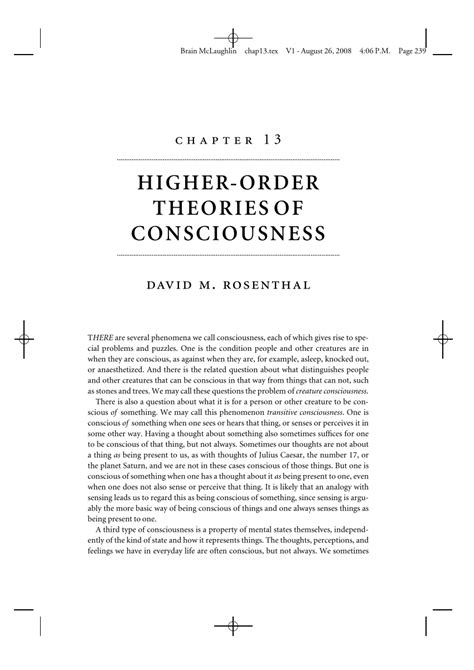 Pdf Higher Order Theories Of Consciousness