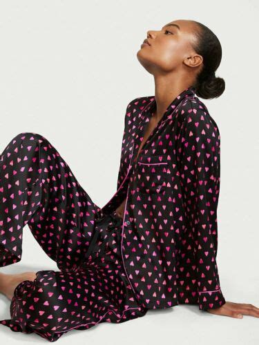 Victorias Secret Afterhours Satin Pajama Set Iconic Stripe Pink Pajama