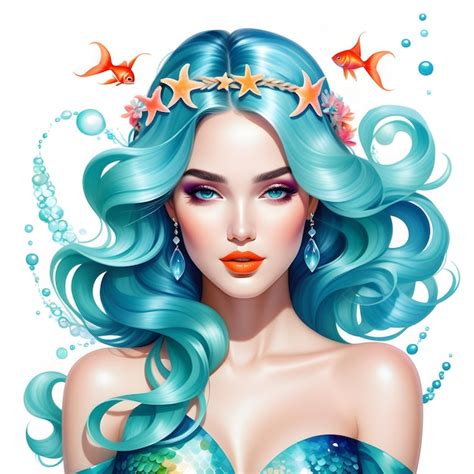 Premium Photo Beautiful Woman Zodiac Sign Pisces Mermaid On White