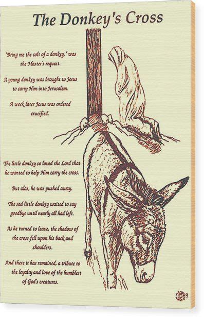 The Donkeys Cross Wood Print By Mary Singer Donkey The Donkey