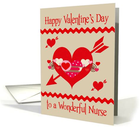 valentine s day to nurse with colorful hearts and red zigzags card