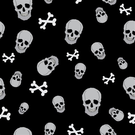 Seamless Pattern Of Skulls With Cross Bones On A Black Background