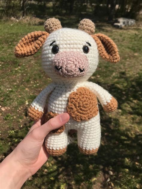 Handmade Crochet Cow Creamsicle Cow Fluffy Cow Plushie Cow Stuffed