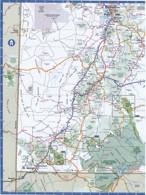 Utah Southern Detailed Roads Mapmap Of South Utah Cities And Highways