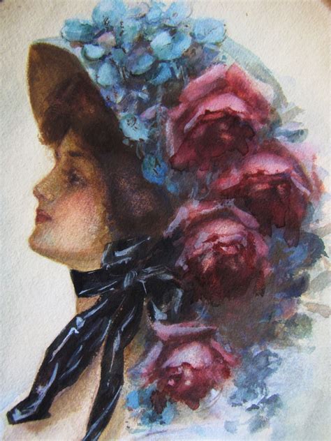 Fine Victorian Watercolor Of Beautiful Lady Needing Signature Id Gary