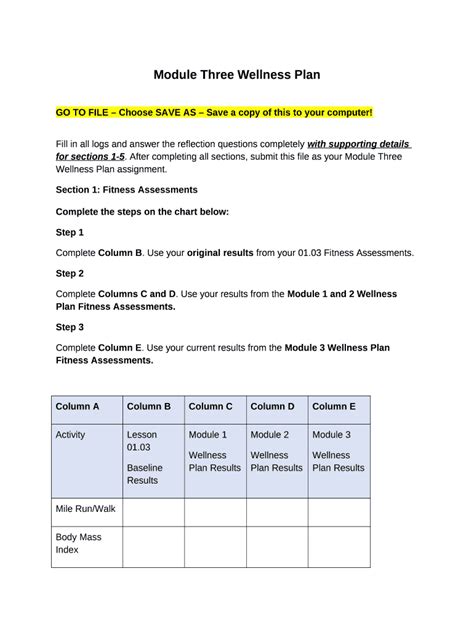 2 08 Module Two Wellness Plan Fill Out And Sign Online Dochub