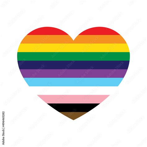Lgbtq Pride Heart Heart Shape With Lgbt Progress Pride Rainbow Flag