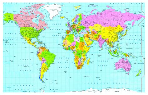 Mapa Político Del Mapa Mundial Laminado Aprendiendo Niños Etsy