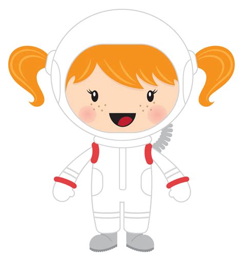 Girl Astronauts Space Suit Vector Cartoon Stock Vector Royalty Clip