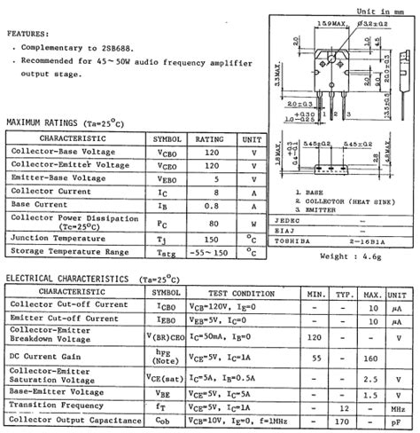 D718 Datasheet Vcbo120v 8a Npn Transistor Toshiba