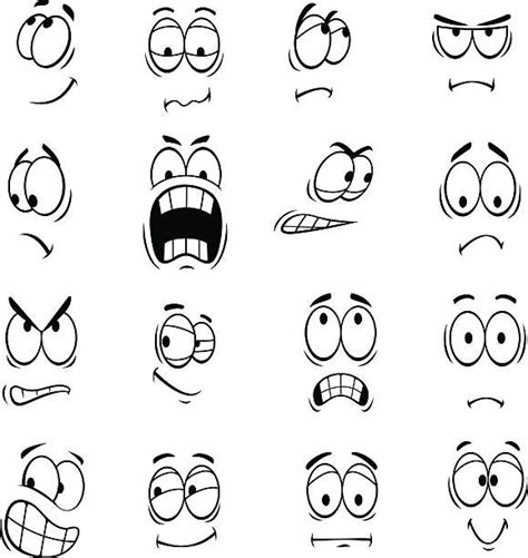 Human Cartoon Eyes With Face Expressions And Emotions Cute Smiles