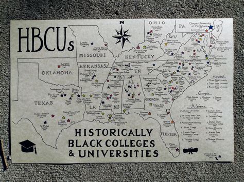 Hbcus Map Etsy Historically Black Colleges And Universities Hand