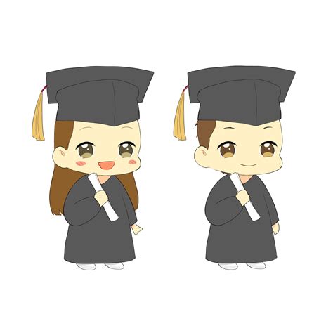 Cute Chibi Characters Wearing Graduation Clothes Anime Chibi Cute