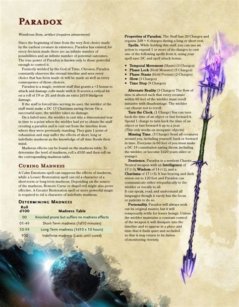 Paradox Staff Dungeons And Dragons Homebrew Dnd 5e Homebrew