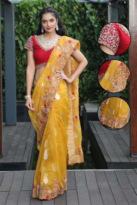 Nirmal Creations Best And Pure Yellow Zari Woven Saree And Blouse Piece