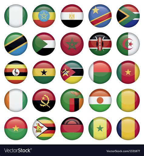 African Flags Round Icons Royalty Free Vector Image