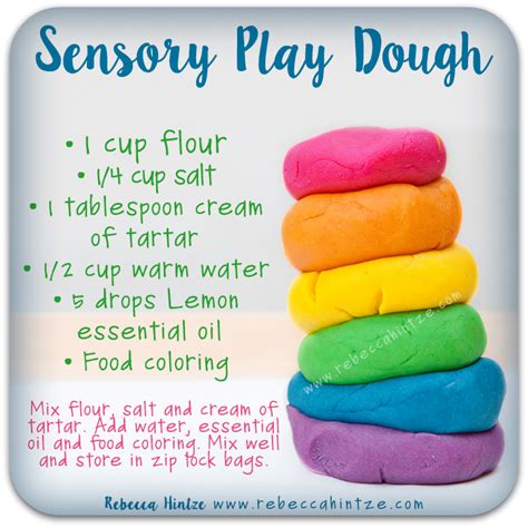 Sensory Play Dough 1 Cup Flour 14 Cup Salt 1 Tablespoon Cream Of