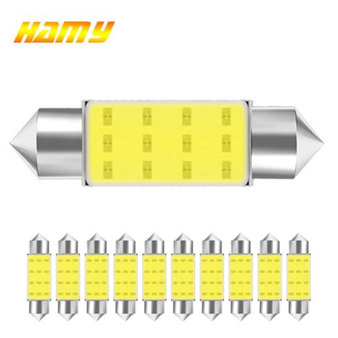 10 Pcs C10w C5w Led Cob Bulb Festoon 31 36mm 39mm 41mm Car Interior Dome Reading Light Trunk