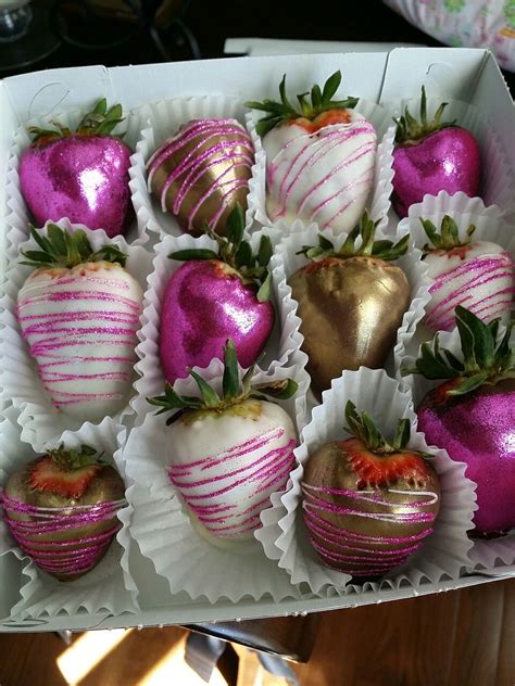 Hot Pink White And Gold Chocolate Covered Strawberries Coconut Hot Chocolate Chocolate Pastry