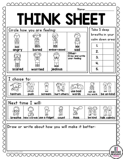 Behavior Worksheets For Kindergarten