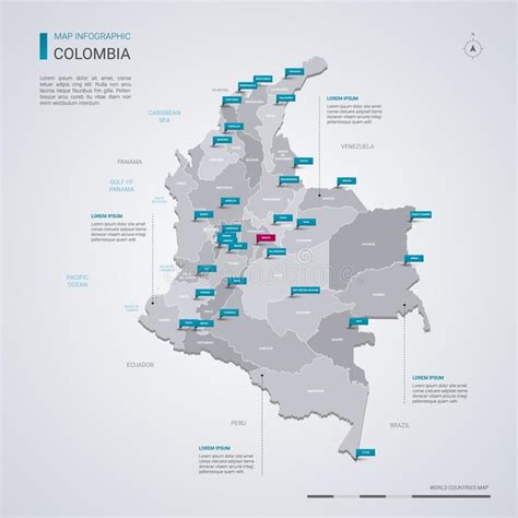 Carte De Vecteur De La Colombie Avec Les éléments Infographic Marques