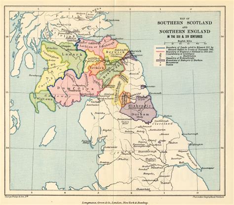 Map Of Scotland And Northern England In The 13th And 14th Centuries