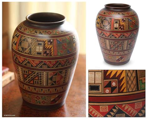 Unique Cuzco Aged Ceramic Decorative Vase Inca Fields NOVICA