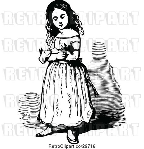 Vector Clip Art Of Retro Girl Holding A Doll 2 By Prawny Vintage 29716