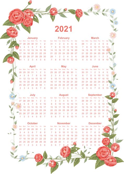 2021 Calendar Transparent Background Png All