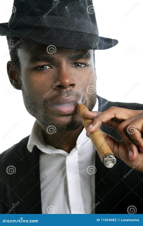 African American Man Smoking Cigar Portrait Stock Photo Image Of