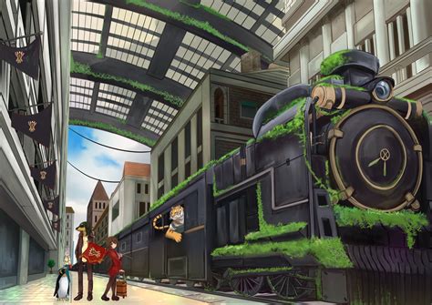 Download Starry Sky Night Locomotive Steam Train Sky Anime Train 4k