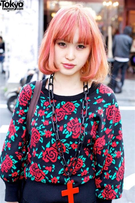Strawberry Colored Hair Japanese Street Fashion Tokyo Fashion