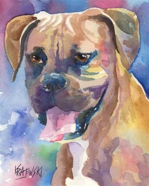 Boxer Dog Art Print Of Original Watercolor Painting 11x14 Etsy Dog