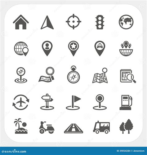 Iconos Del Mapa Y De La Ubicación Fijados Ilustración Del Vector