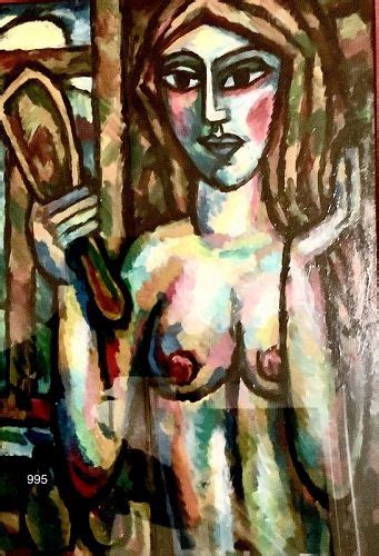 German Expressionist Oil On Canvas Nude Item