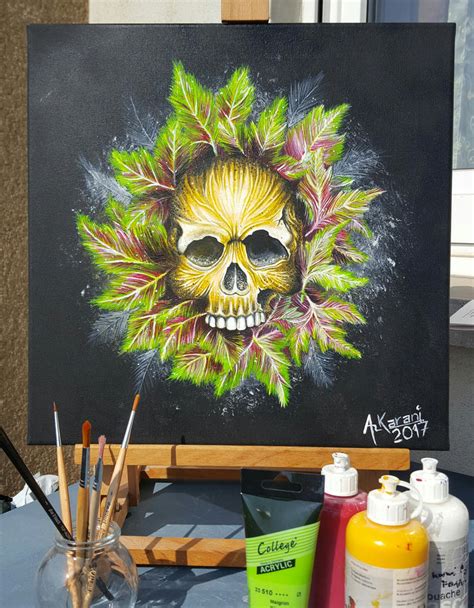 Skull Acrylic Painting By Red Flash Art On Deviantart