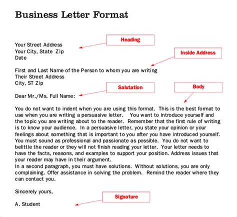 Letter Writing Format Template