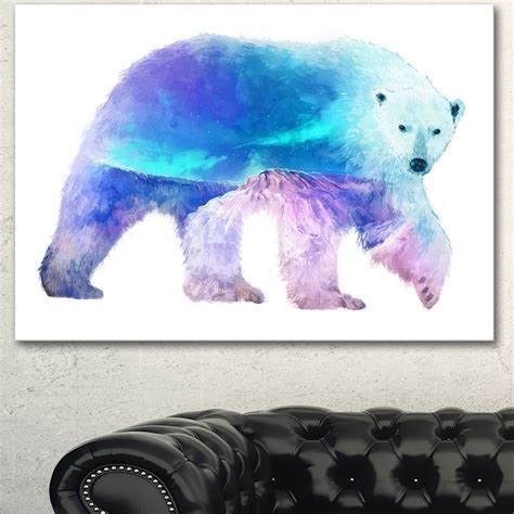 Designart Polar Bear Double Exposure Illustration Large Animal Canvas