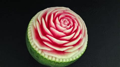 Pink Rose Watermelon Flower Advanced Lesson 8 By Mutita Art Of Fruit And Vegetable Carving