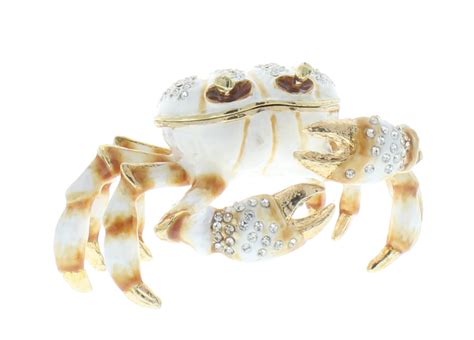 The dark green leaf adds complexity to the overall warm color palette. Ciel Jeweled White Sand Crab Trinket Box with Rhinestone ...