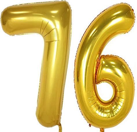 40inch Gold Foil 76 Helium Jumbo Digital Number Balloons 76th Birthday