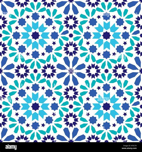 Geometric Seamless Pattern Moroccan Tiles Design Seamless Blue And