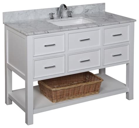 Newtown single bathroom set chelsea single bathroom vanity you should also note that cooler tones, such as grays and silvers, are much more stylish vs warmer such as beiges, taupes and gold, so bear this in mind when picking vanity colors, paint colors, hardware, lighting and mirrors. New Hampshire 48-in Bath Vanity (Carrara/White ...