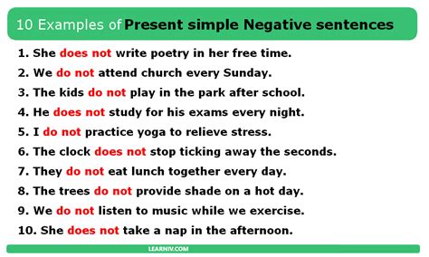 Present Simple Negative Sentences