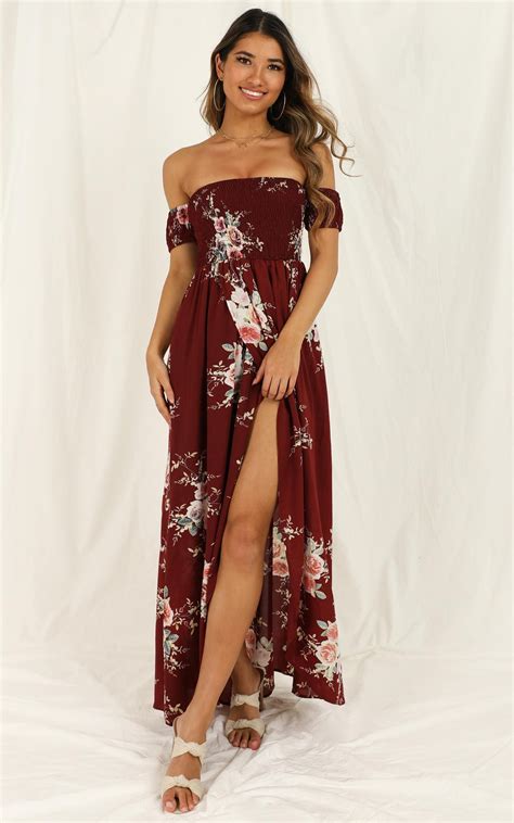 Lovestruck Maxi Dress In Wine Floral Showpo In 2021 Dresses
