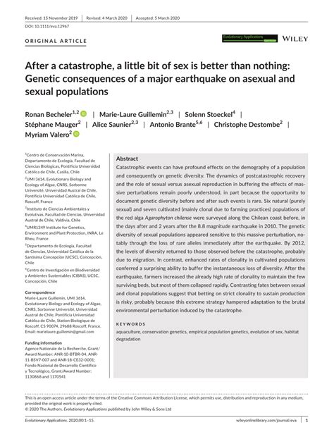 Pdf After A Catastrophe A Little Bit Of Sex Is Better Than Nothing Genetic Consequences Of A