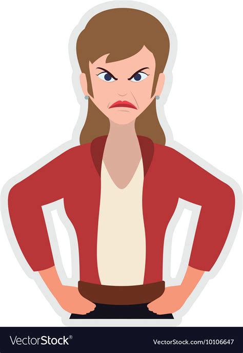 Face Woman Angry Expression Cartoon Icon Vector Image