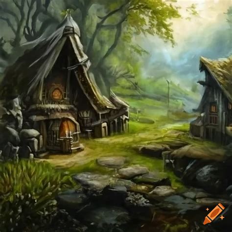 Detailed Painting Of A Dark Fantasy Fairy Village On Craiyon